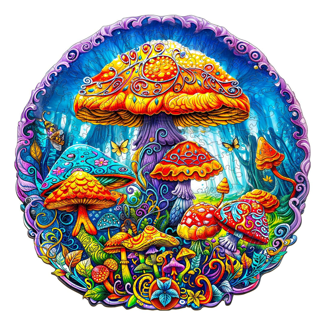 Magical mushrooms Wooden Jigsaw Puzzle - By Woodbests