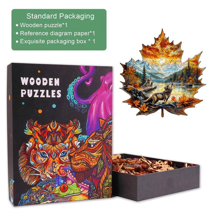 Wolf King autumn Wooden Jigsaw Puzzle