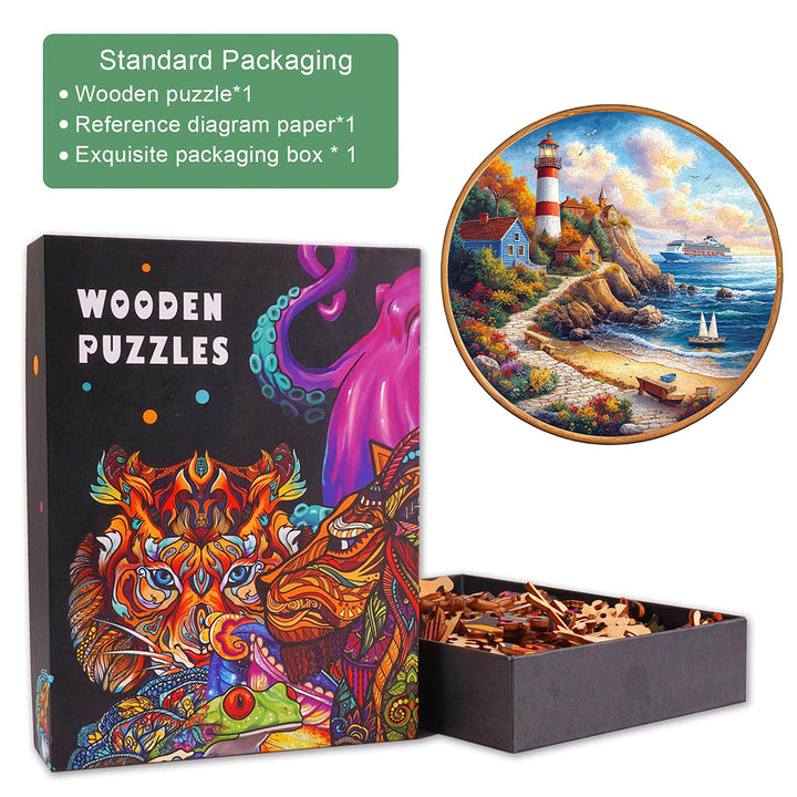 Lighthouse Cottage Wooden Jigsaw Puzzle