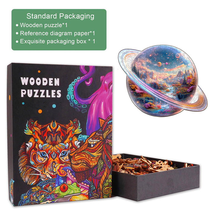 Transparent Saturn Wooden Jigsaw Puzzle