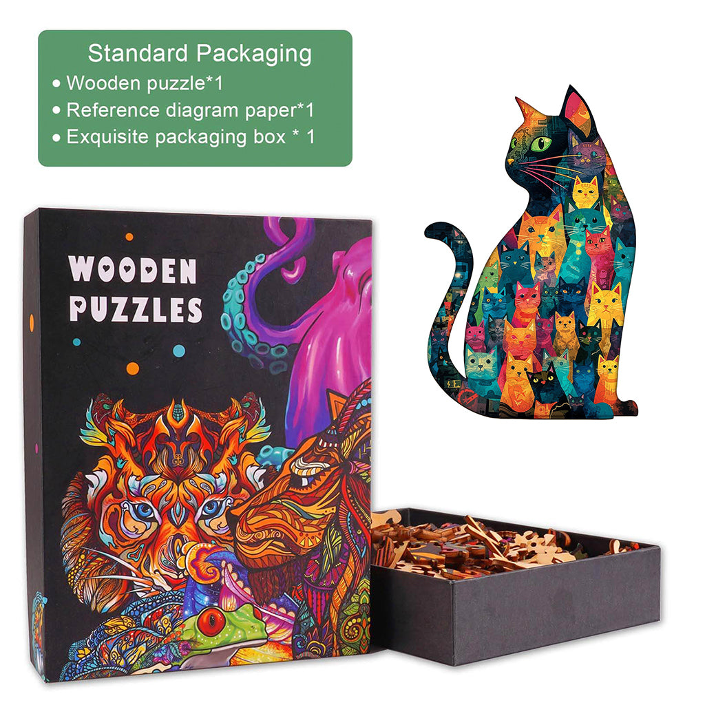 WOODBESTS |Feline Mosaic Wooden Puzzle – uk.woodbests