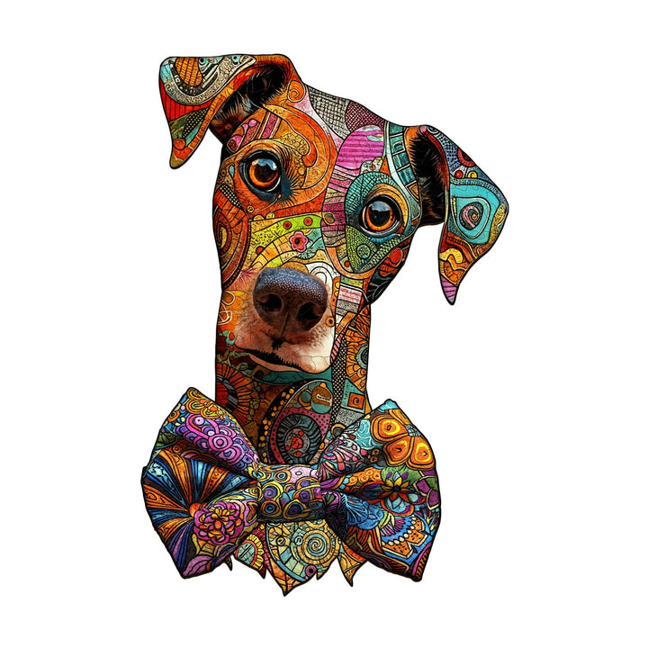 Line Art Dog Wooden Jigsaw Puzzle