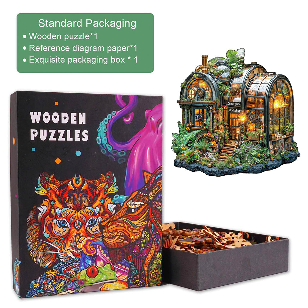 Steampunk greenhouse Wooden Jigsaw Puzzle