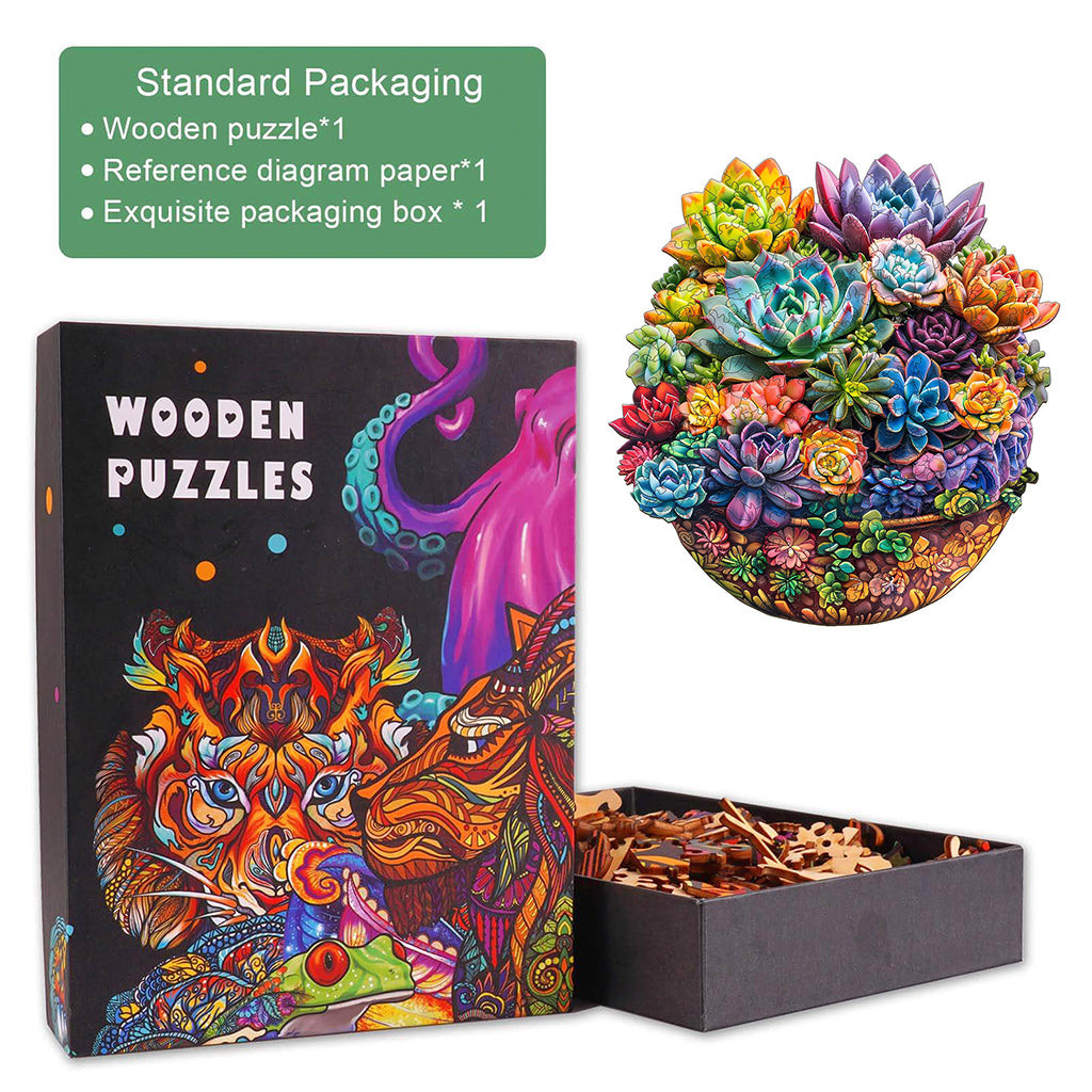 Succulent in pot Wooden Jigsaw Puzzle