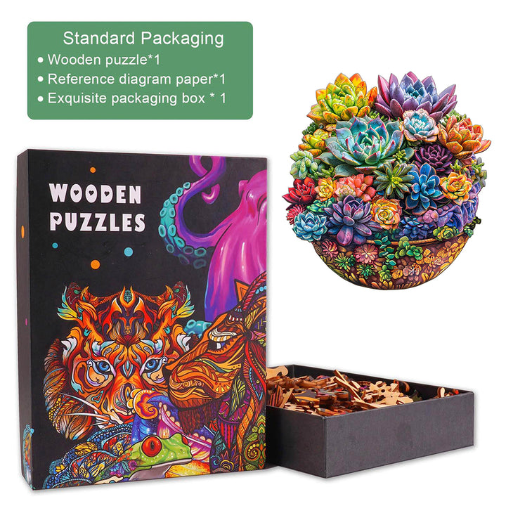 Succulent in pot Wooden Jigsaw Puzzle
