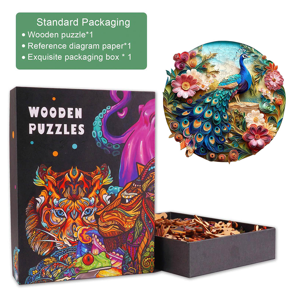 3D Colorful Peacock Wooden Jigsaw Puzzle