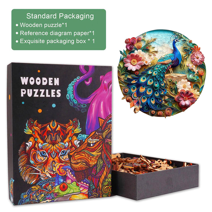 3D Colorful Peacock Wooden Jigsaw Puzzle