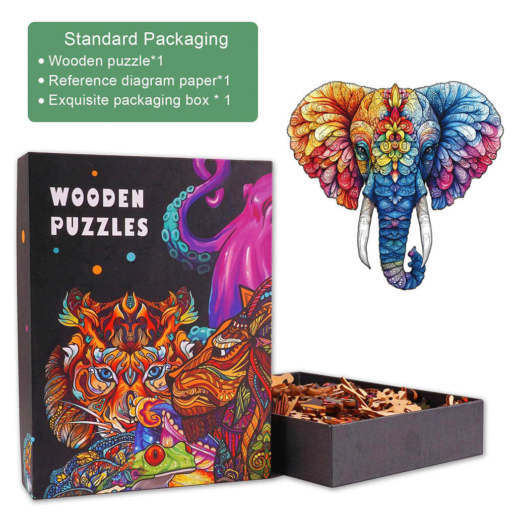 Floral Elephant Wooden Jigsaw Puzzle