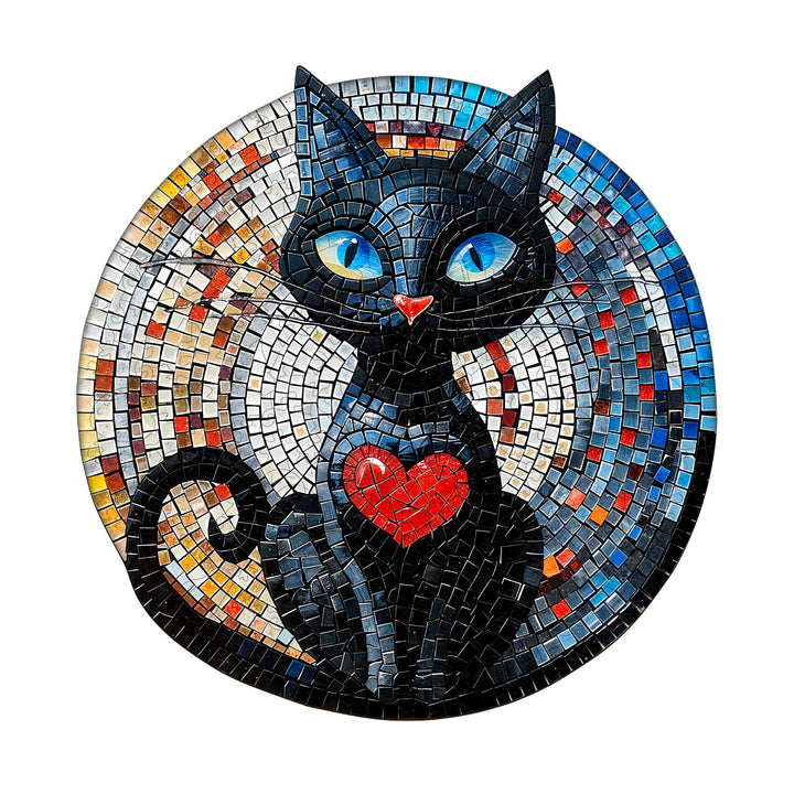 Glass heart Cat Wooden Jigsaw Puzzle