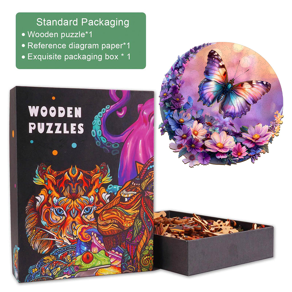 Butterfly and Moon-2 Wooden Jigsaw Puzzle