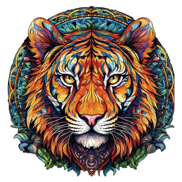 Mandala Tiger Wooden Jigsaw Puzzle-Woodbests