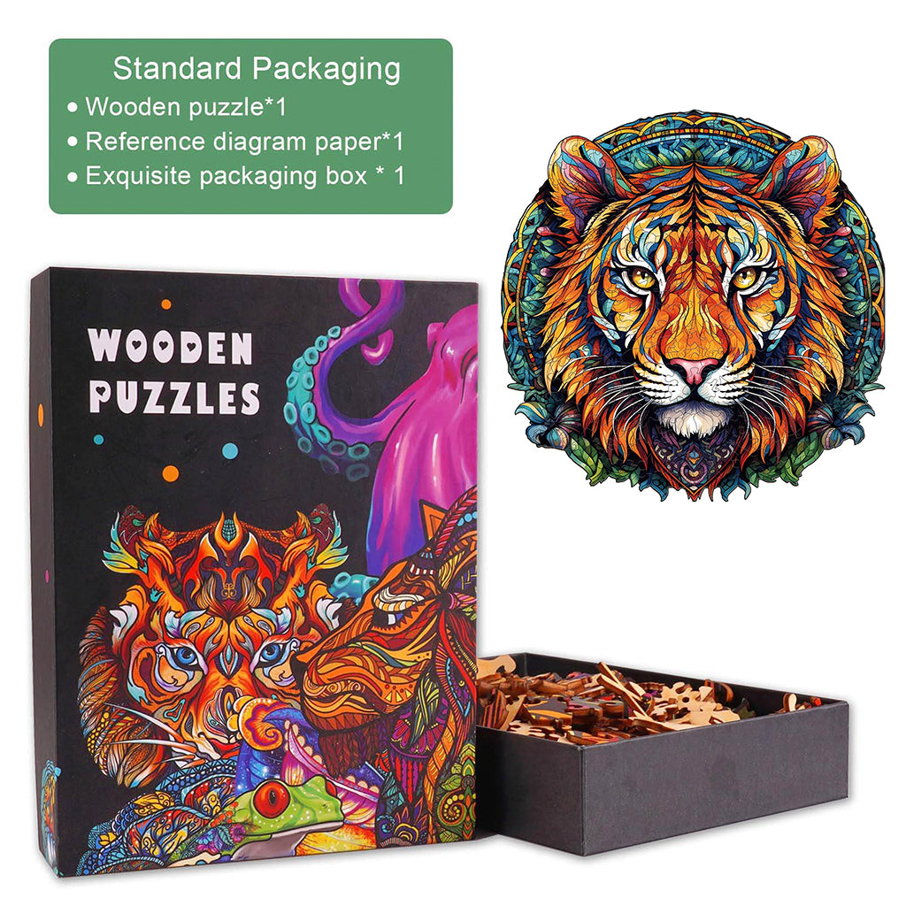 Mandala Tiger Wooden Jigsaw Puzzle