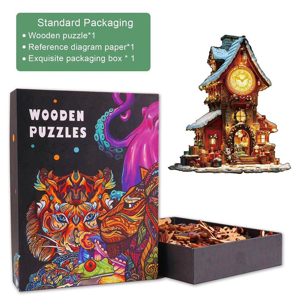 Christmas Clock Tower-2 Wooden Jigsaw Puzzle
