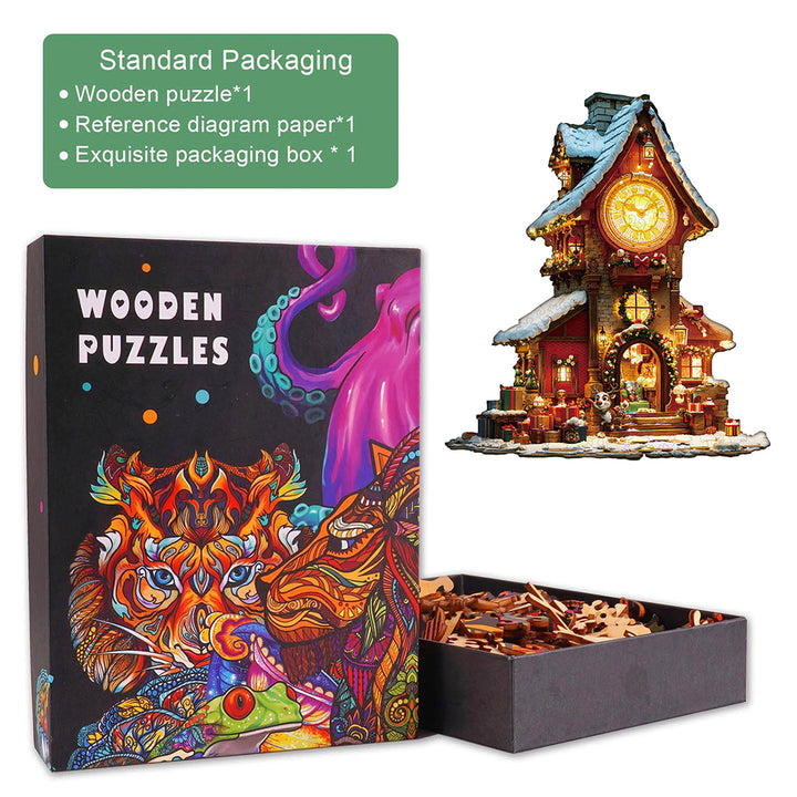 Christmas Clock Tower-2 Wooden Jigsaw Puzzle
