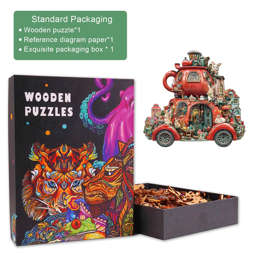 Teacup float rabbit Wooden Jigsaw Puzzle