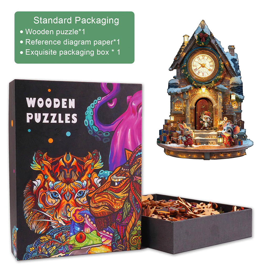 Christmas Clock Tower-1 Wooden Jigsaw Puzzle