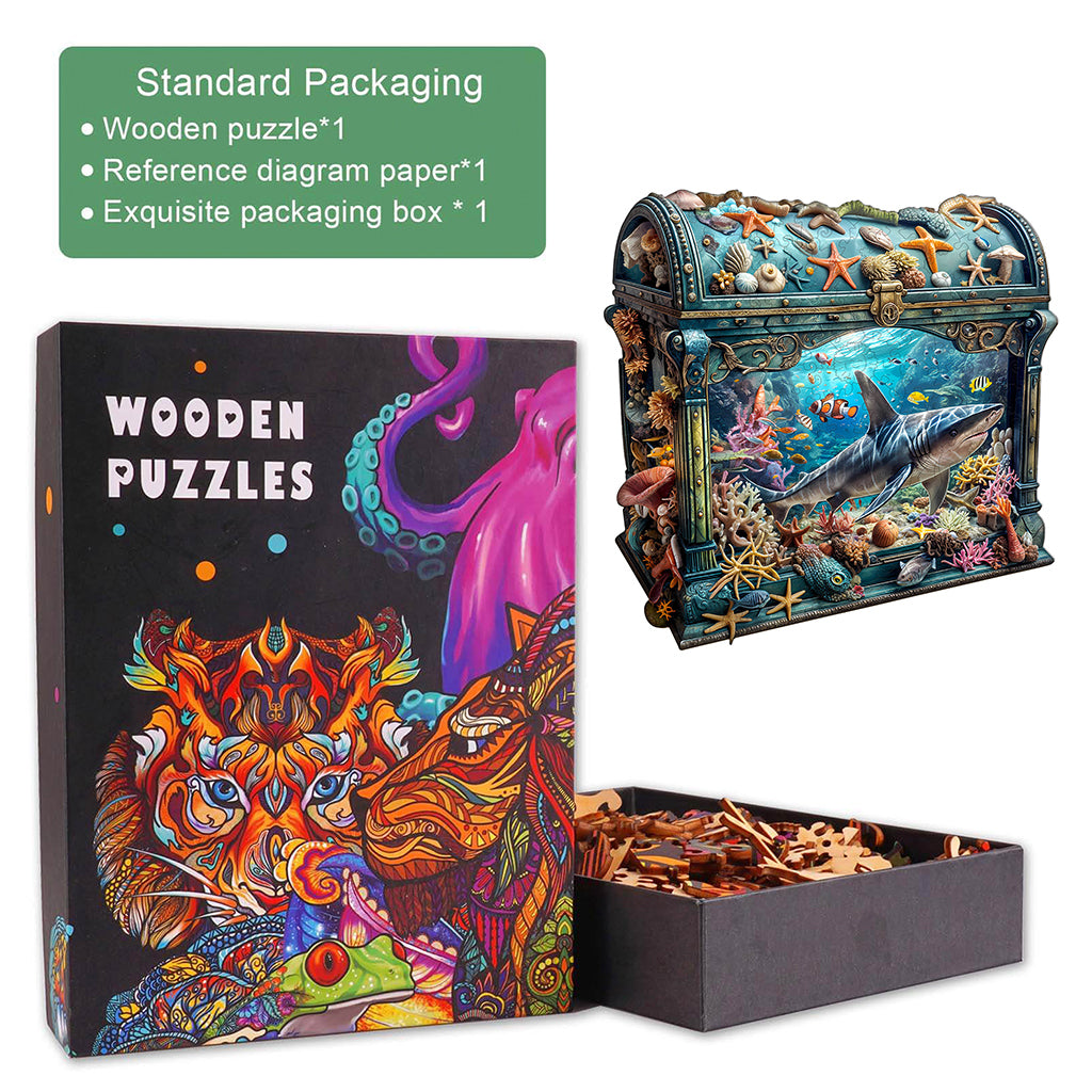 3D Treasure Chest Ocean-1 Wooden Jigsaw Puzzle