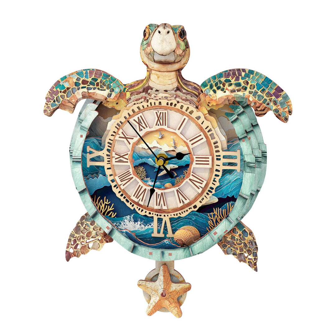 Sea turtles-DIY Wooden Clock, 3D Puzzle Craft Kit