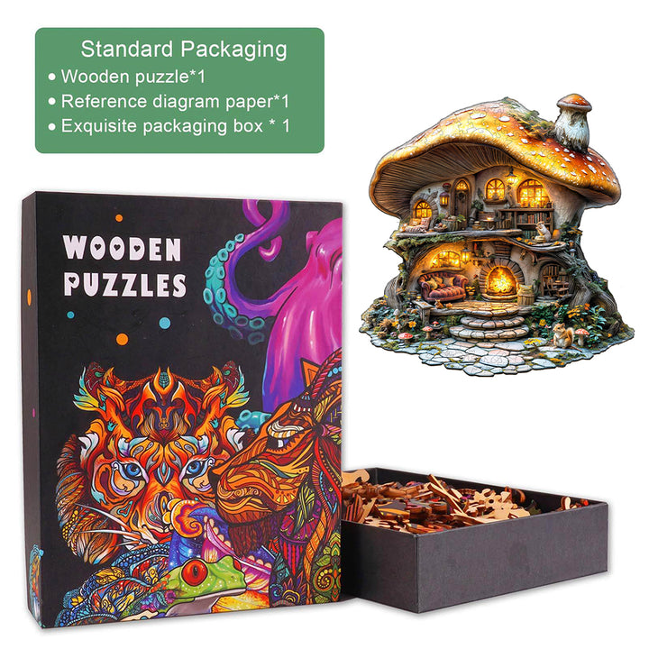 mushroom house Wooden Jigsaw Puzzle