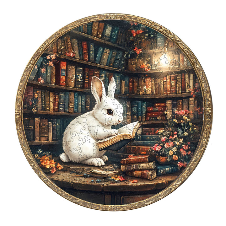 Magic Library Rabbit Wooden Jigsaw Puzzle - By Woodbests