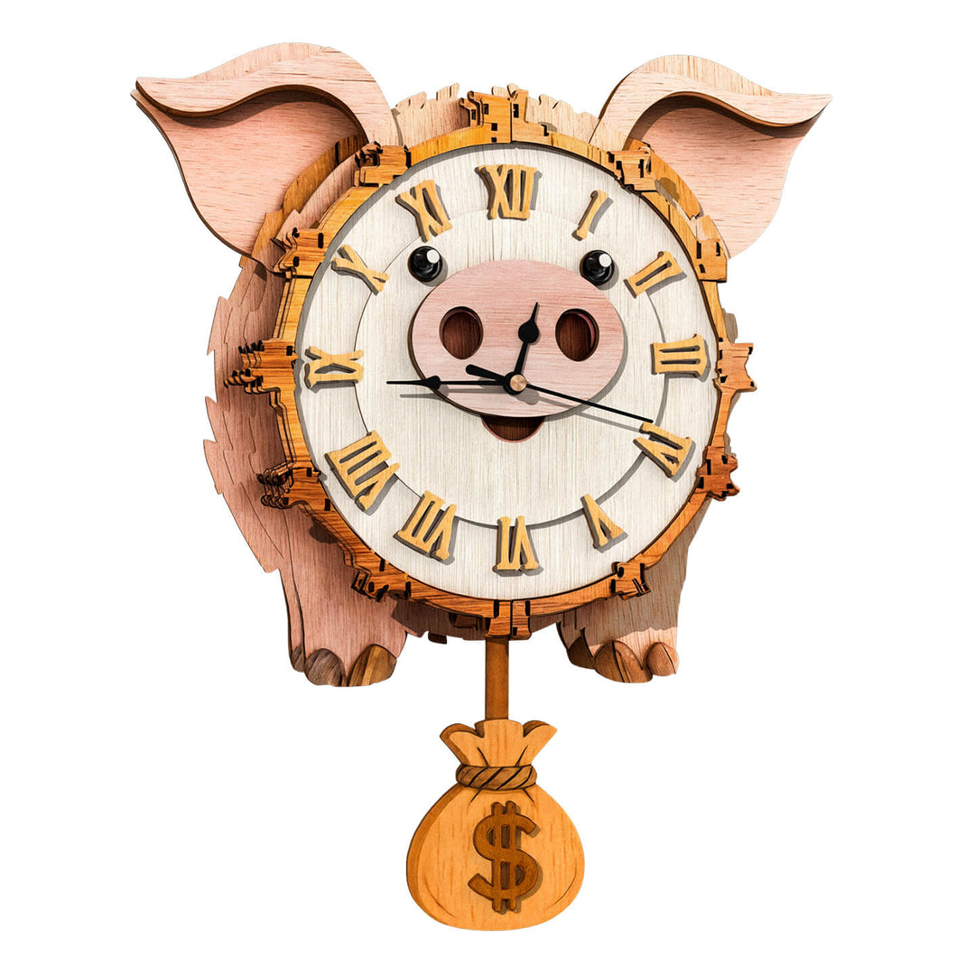 Pig – DIY Wooden Clock, 3D Puzzle Craft Kit