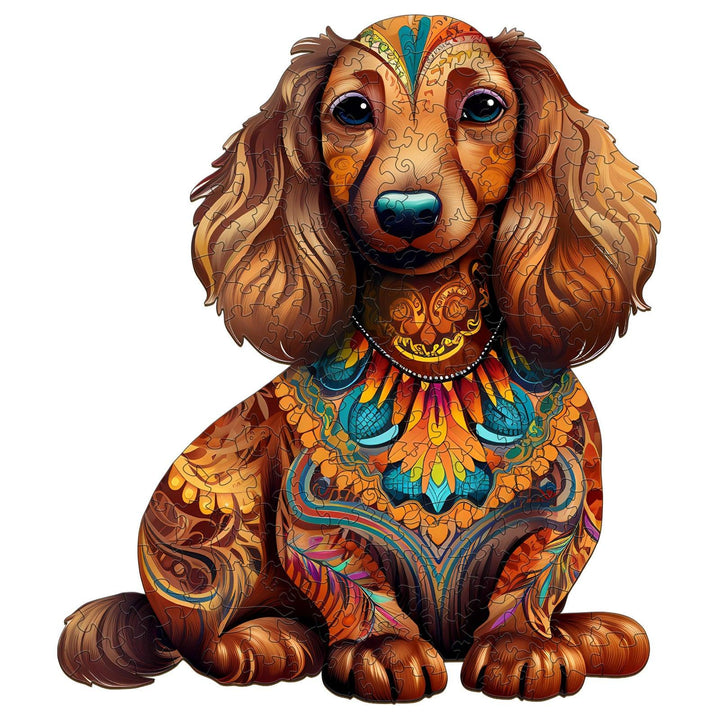 Long-haired Dachshund 2 Wooden Jigsaw Puzzle-Woodbests