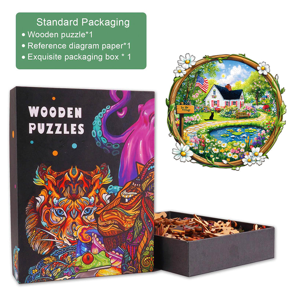 In the Village Wooden Jigsaw Puzzle