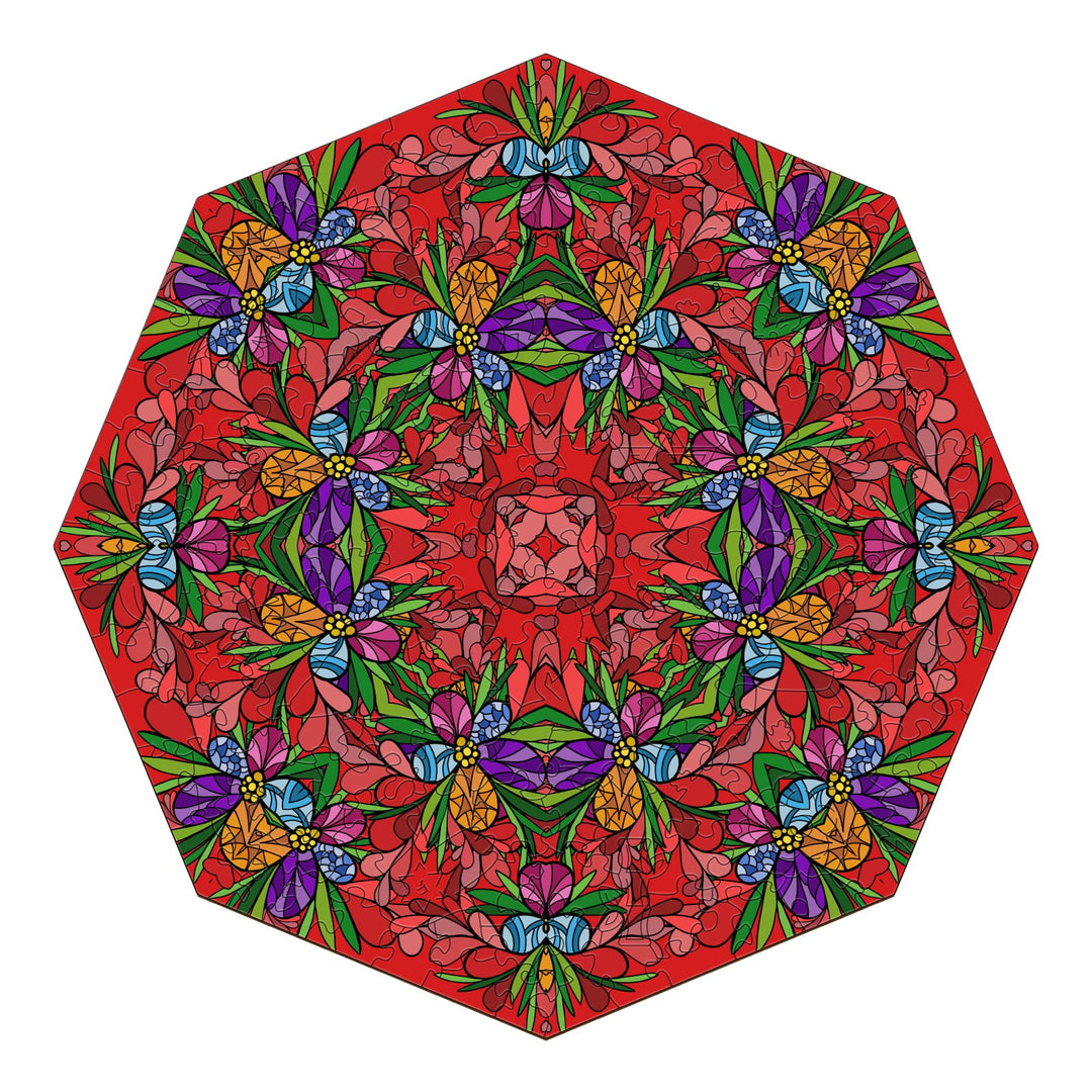Colorful mandala doodle art featuring vibrant flowers and leaves by Lori Anne McKague, perfect for art enthusiasts.