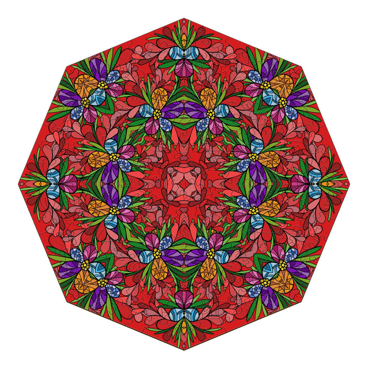 Colorful mandala doodle art featuring vibrant flowers and leaves by Lori Anne McKague, perfect for art enthusiasts.