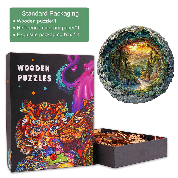 3D cave forest Wooden Jigsaw Puzzle