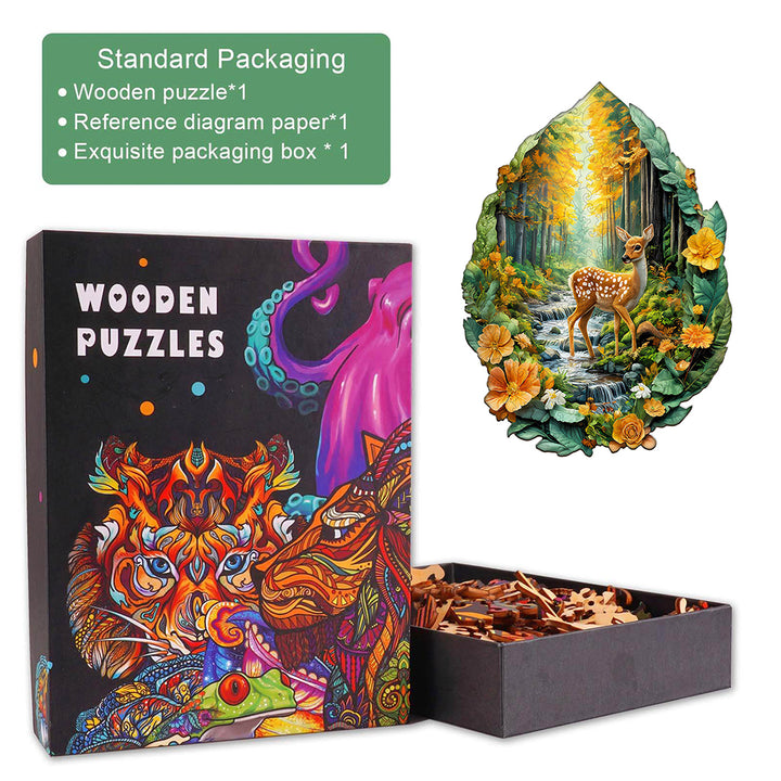 Leaf Forest deer Wooden Jigsaw Puzzle