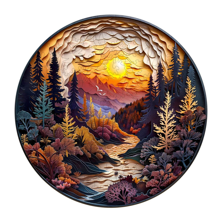 3D Sunset Forest Wooden Jigsaw Puzzle - Woodbests