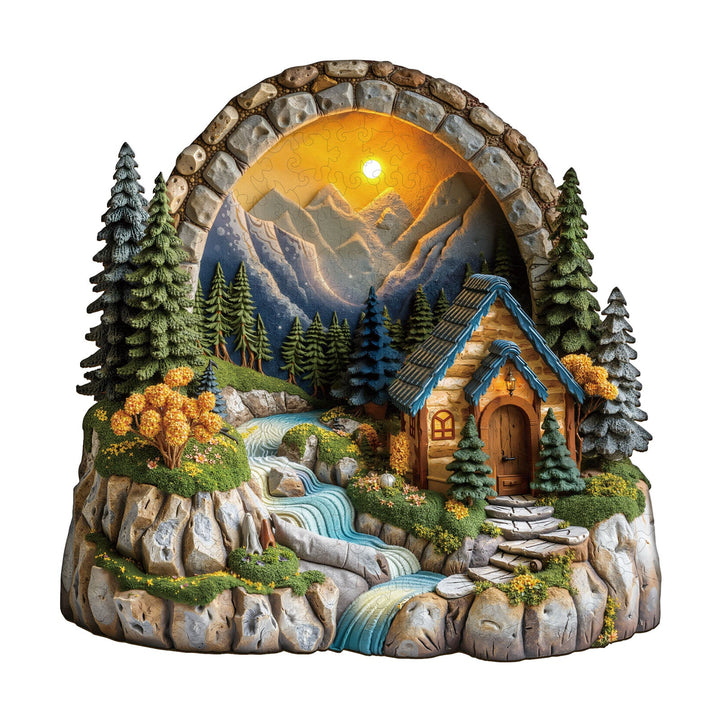 Sunset Cabin Wooden Jigsaw Puzzle