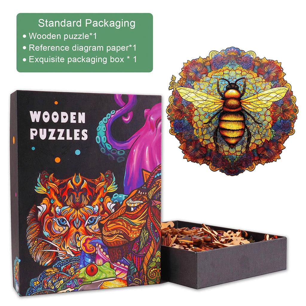 Mandala Bee Wooden Jigsaw Puzzle