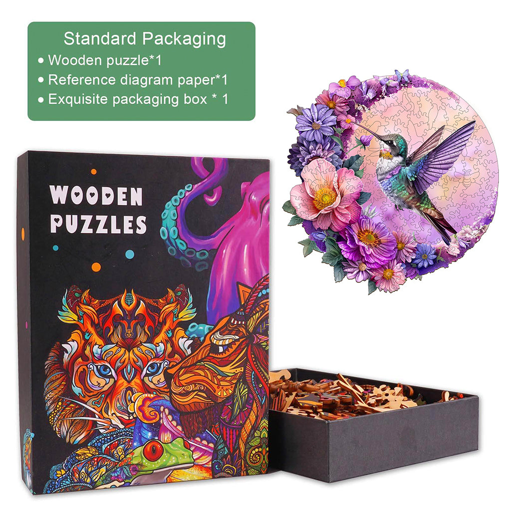 Hummingbird and Moon Wooden Jigsaw Puzzle