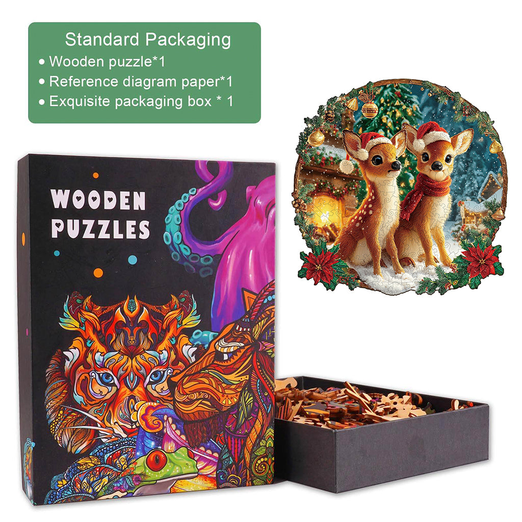 Christmas Deer Combination Wooden Jigsaw Puzzle