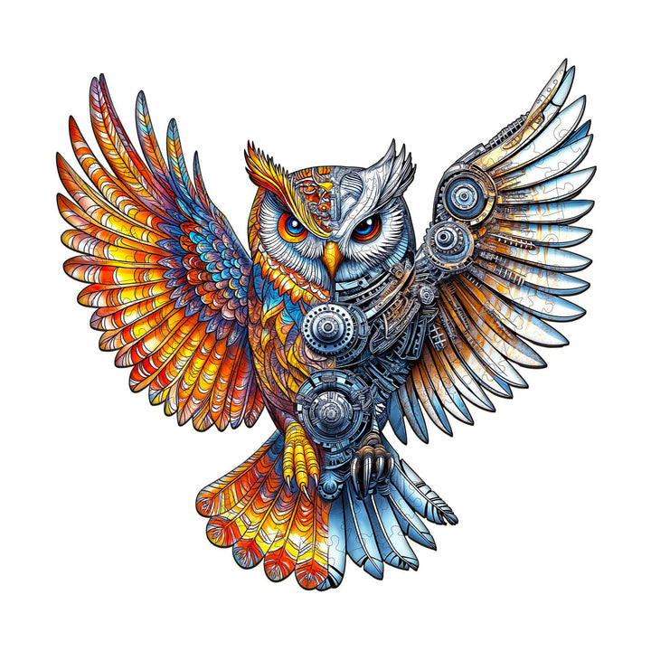 Yin-Yang MechaOwl Wooden Jigsaw Puzzle