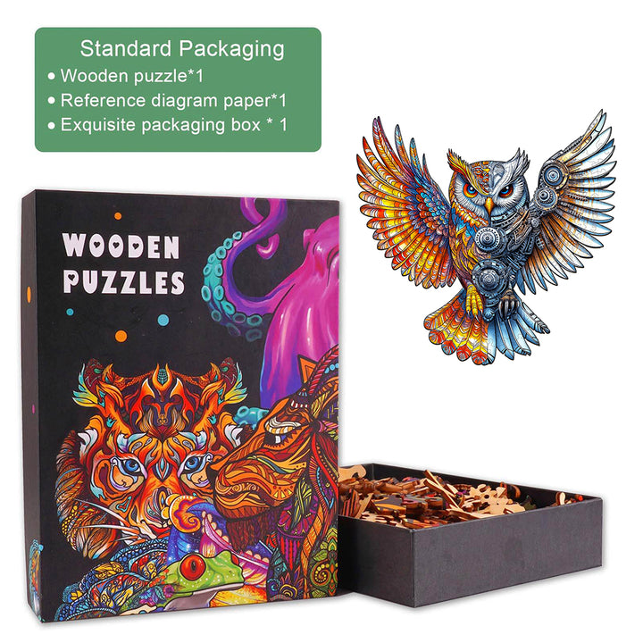 Yin-Yang MechaOwl Wooden Jigsaw Puzzle