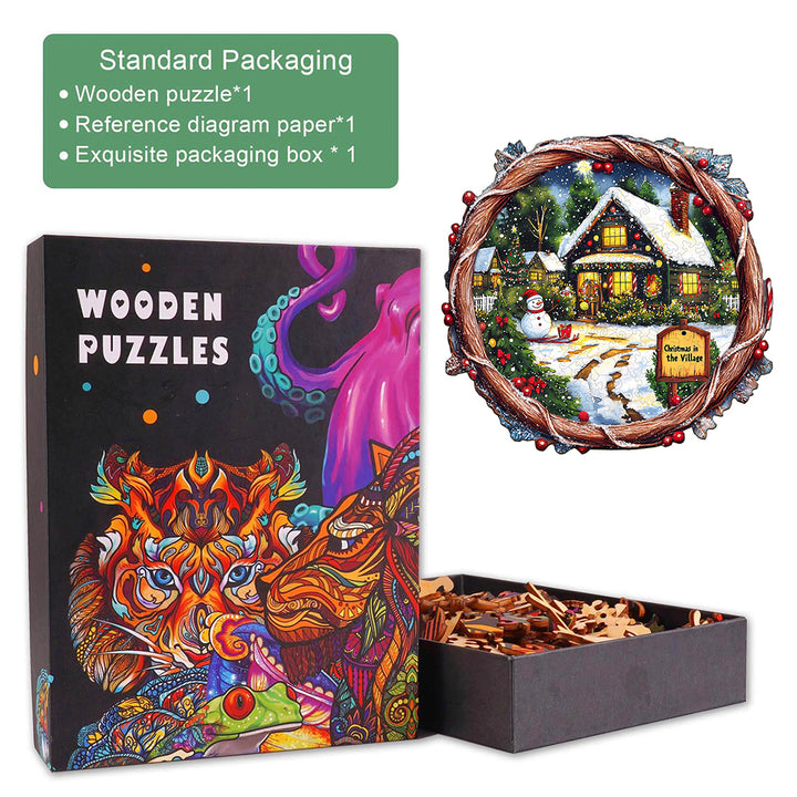 Christmas in the Village Wooden Jigsaw Puzzle