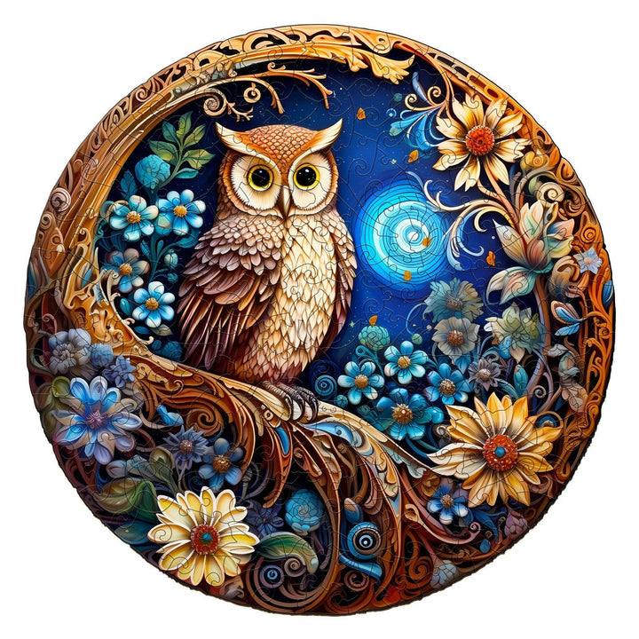 Moonlight Owl Wooden Jigsaw Puzzle-Woodbests