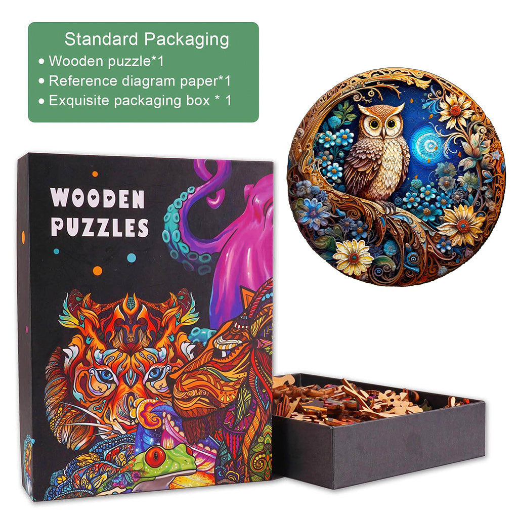 Moonlight Owl Wooden Jigsaw Puzzle