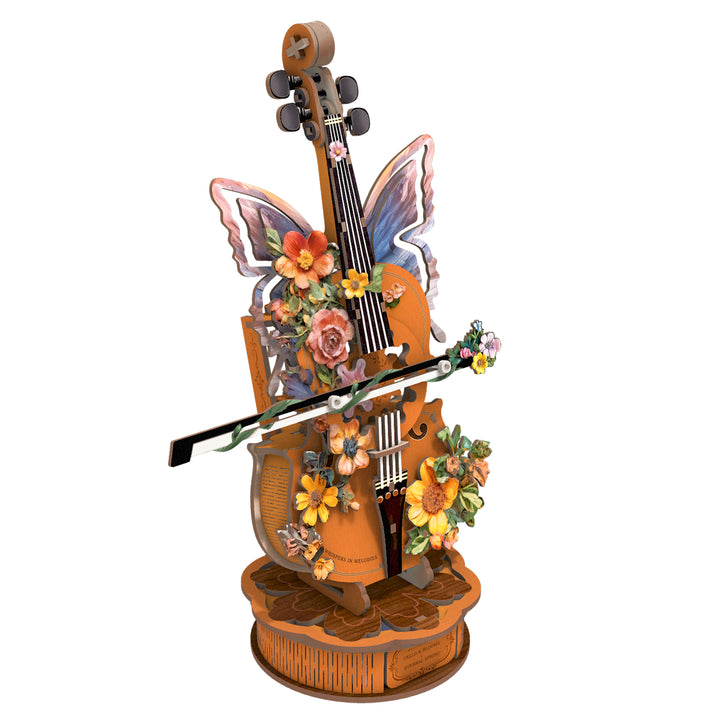 Flower Cello– DIY Wooden Music Box, 3D Puzzle Craft Kit