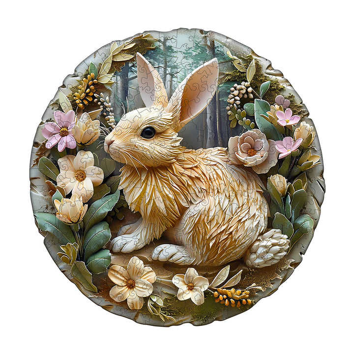 Relief Rabbit Wooden Jigsaw Puzzle