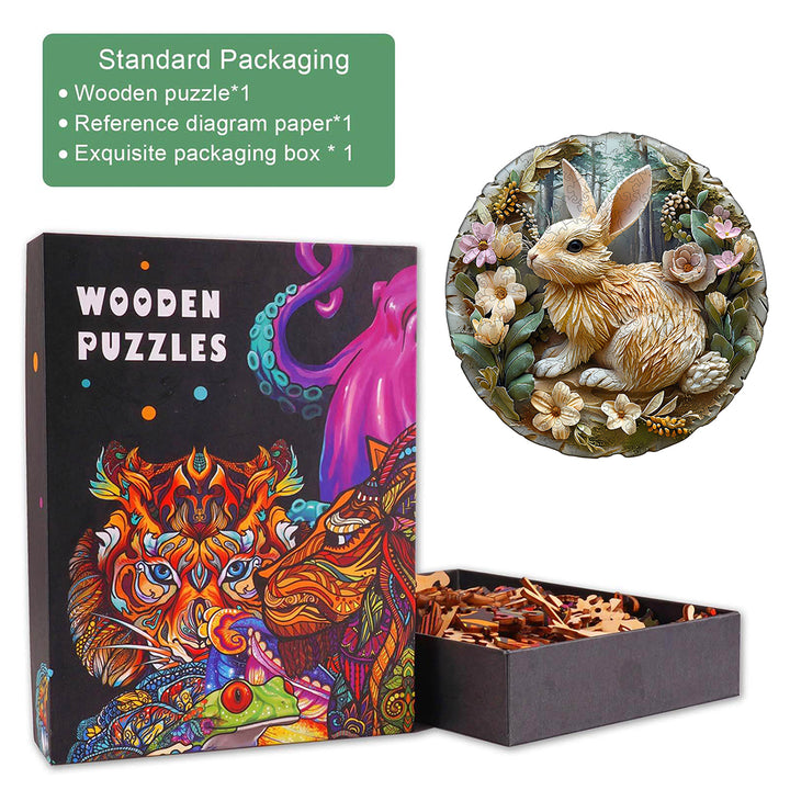 Relief Rabbit Wooden Jigsaw Puzzle