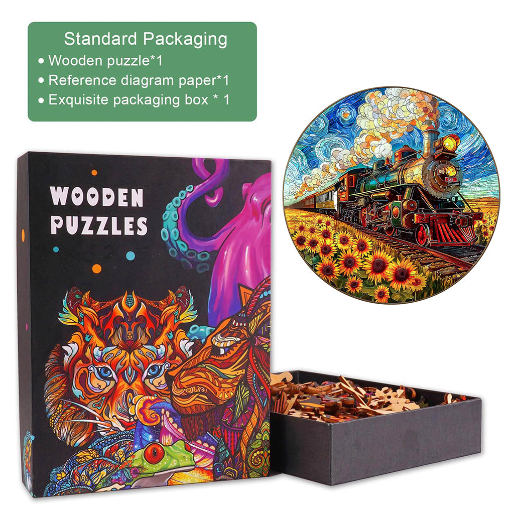 Sunflower Star Train Wooden Jigsaw Puzzle