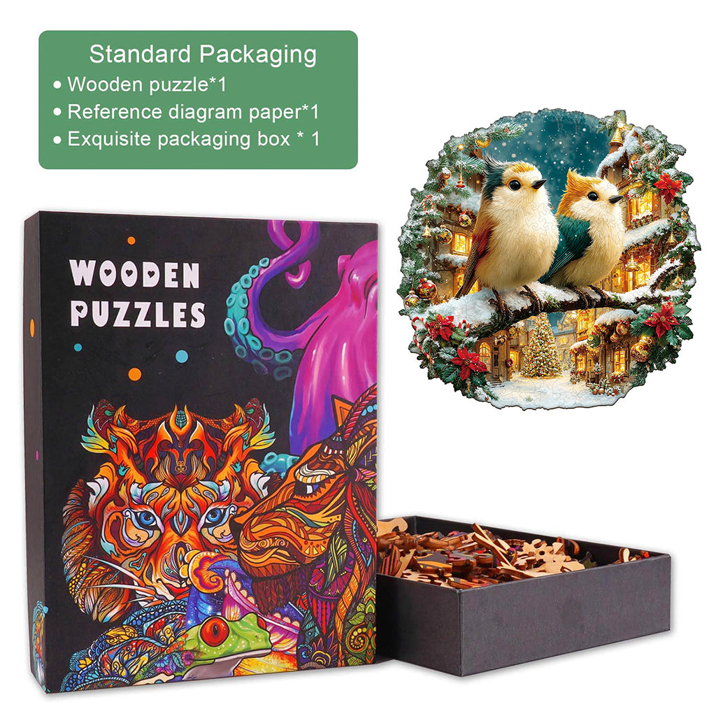 Christmas Bird Comnination Wooden Jigsaw Puzzle