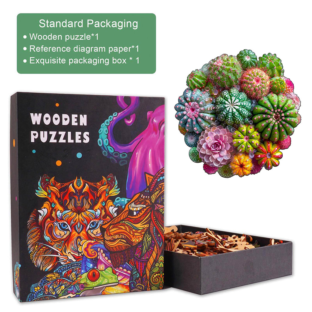 Cactus and Succulents Wooden Jigsaw Puzzle