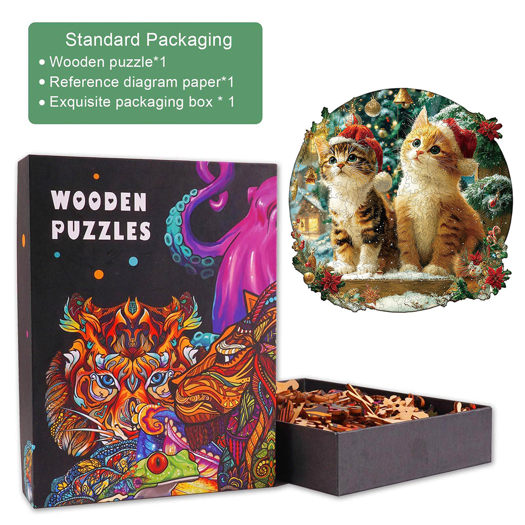Christmas Kitten Combination Wooden Jigsaw Puzzle