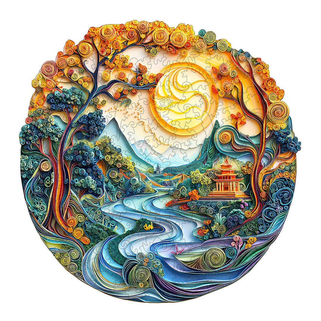 3D Colored Paper Sculpture Landscape Wooden Jigsaw Puzzle - By Woodbests