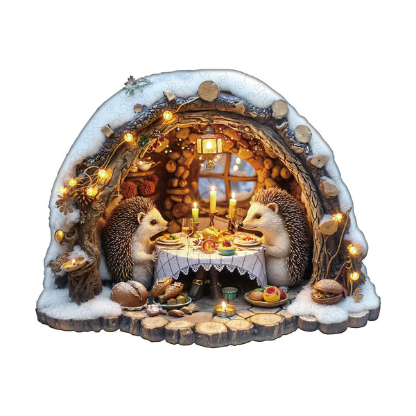 Cozy Hedgehog Hideaway Wooden Jigsaw Puzzle